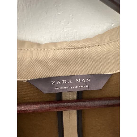 Zara mens Trench coat cape with hood size L in mint condition - Picture 9 of 11
